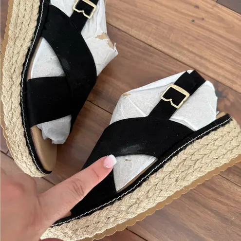 Dr. Scholl's Ember Espadrille Wedge Sandal Size 8 Black