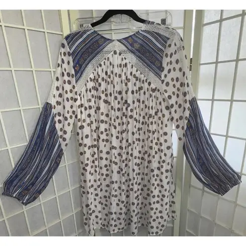 Free People  Floral Boho Hippie Gypsy Striped Lightweight Mini Sun Dress Small