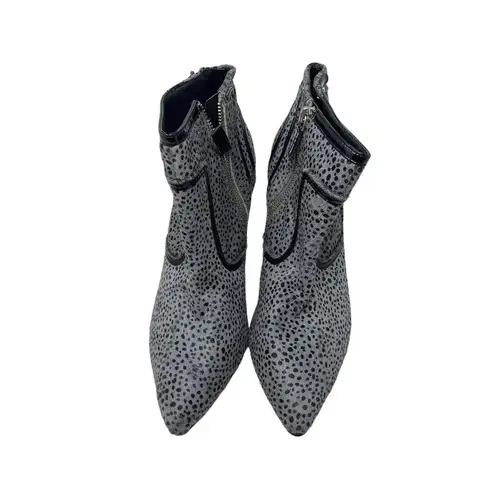 Reiss Gray Spotted Animal Print Calf Hair Stiletto Heeled Boots Size 40 / US 9.5