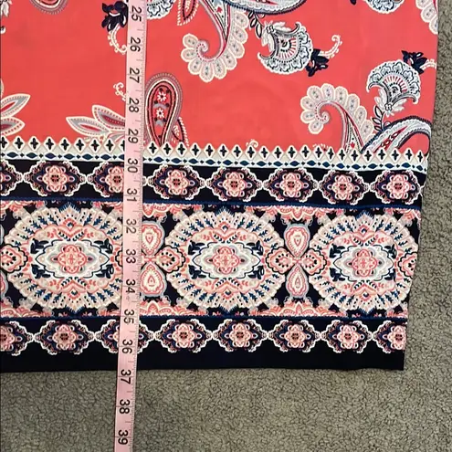 Studio One Coral Paisley Floral Sheath Dress with 3/4 Bishop Sleeves | Large