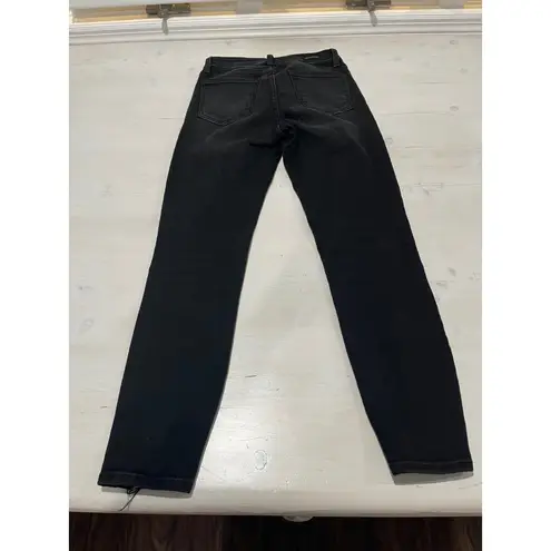 Just Black Just Black Denim Jeans Women's Size 27 Black Distressed Hem High Rise Skinny