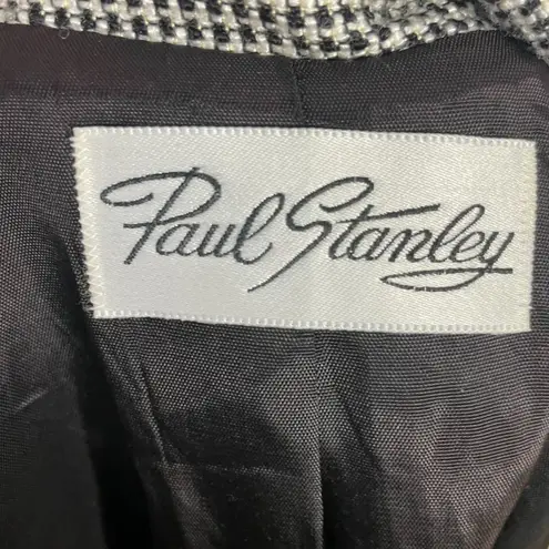 Vintage Paul Stanley Blazer Jacket Women Black White Single Button Boxy Office Size 12