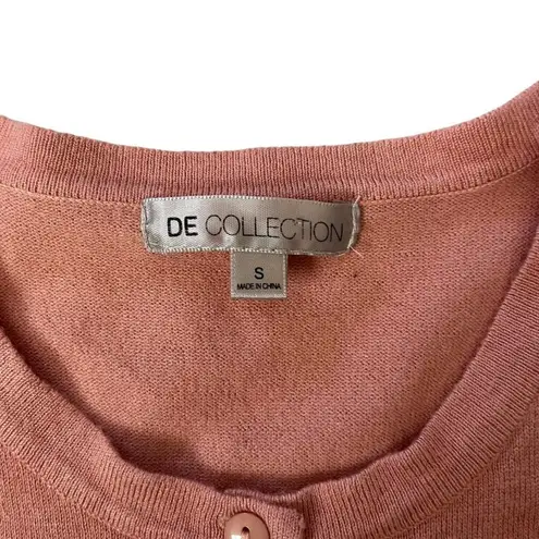 DE Collection Salmon Peach Women's Crewneck Button-Down Cardigan Sweater Size S