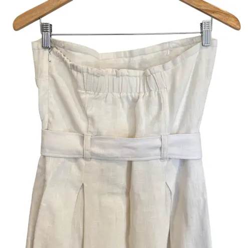 Moon River Zoie White Straplesss Belted Midi Dress Size Large