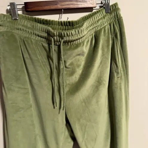 Von Dutch Velour Matching Set Wide Leg Track Pant Tube Top Olive Green- Size 1X