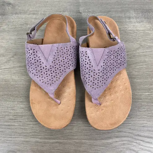 Vionic Lilac Purple Laser Cut Leather Nikki Back Strap Sandals Sz.10