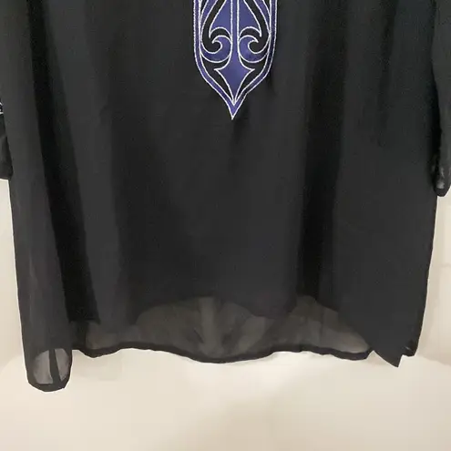 Bob Mackie wearable art scroll embroidered boho tunic size M