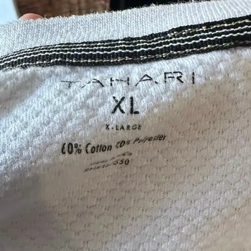 Tahari Color Block T-Shirt – Black, Tan & White Women’s Top