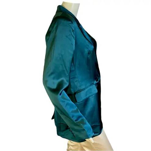 HOUSE OF HARLOW 1960 GREEN SATIN COCKTAIL BLAZER (M) Size M