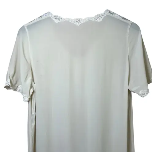 VTG Rositta 100% Silk Nightgown Maxi Ivory Bridal Victorian Romantic Sz M Lace Size M