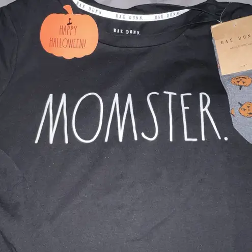 Rae Dunn 2 Pc Halloween Momster Long Sleeve T-shirt Top With Socks Large New