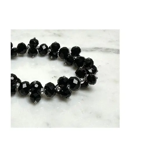 None Elegant Black Crystal Beaded Stretch Bracelet Fashion Jewelry Goth Witchy