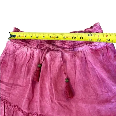 Pilcro Anthropologie Giulia Mini Skirt Pink Ruffle Pockets Lined Womens Small