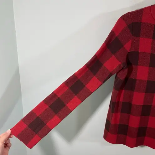 Field Flower Anthropologie Red Buffalo Plaid Wool Blend Mock Neck Sweater Size S