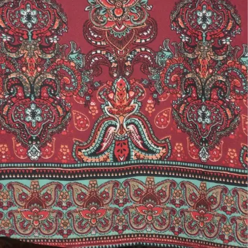 Cato Chiffon Blouse in Burgundy Print Crochet Detail Top Size 18W 20W Tunic