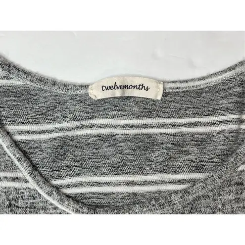 TwelveMonths Gray Striped Elbow Patch Jersey Knit Swing Dress size Small Causal