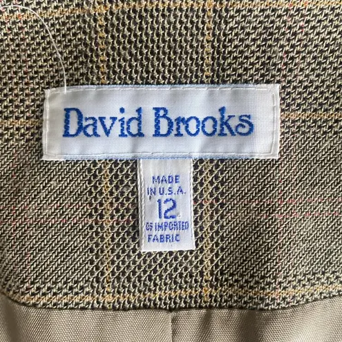 VINTAGE DAVID BROOKS Plaid Suit Women’s Size 10 Tan Glen Plaid Vest Trouser