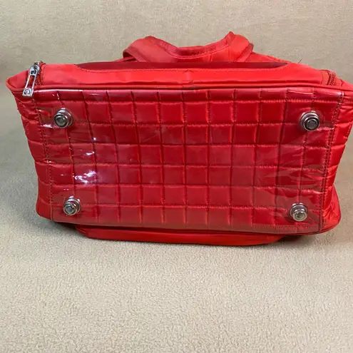 RARE Lug Target Puddle Jumper Tote Bag Red Quilted Nylon w/ Multiple Pockets GUC