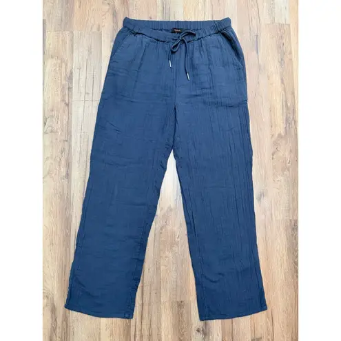 Quince Organic Cotton Gauze Wide Leg Pants Navy Size Small NWT Lightweight