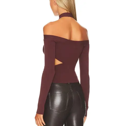 NBD  Zuri Crossover Cut Out Top Chocolate Brown Size XS Ribbed Knit Bodycon NEW