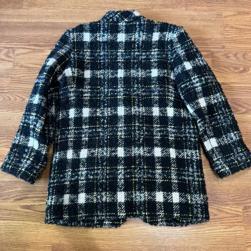 Veronica Beard Black wool Blend Crispin Tweed boxy oversized Coat size 10