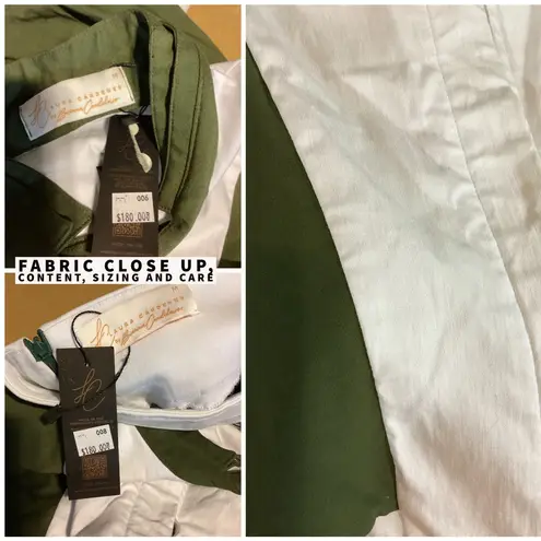 LAURA CARDENES GREEN AND WHITE HIGH WAIST, CROPPED TOP PANT SET NWT (M) Size M