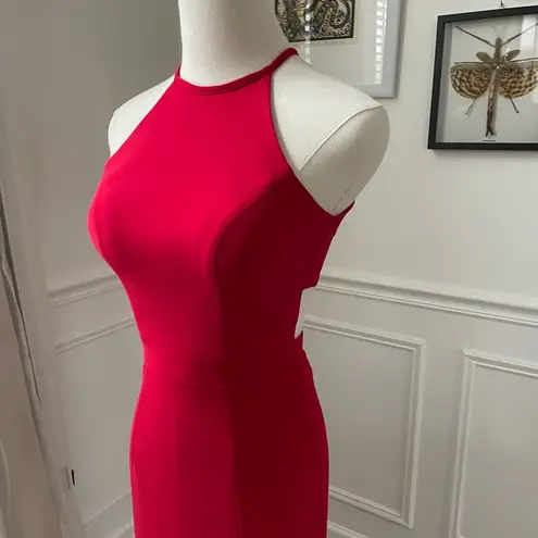 Sherri Hill Vintage 90s  Halter Red Formal Gown 00 XXS