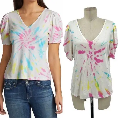 Generation Love  Odessa Tie-Dye Puff-Sleeve T-Shirt White Size Medium