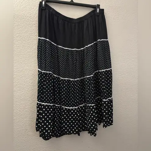 Cathy Daniels Vintage Tiered Boho Polka Dot Maxi Skirt XL