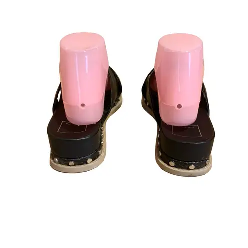 DOLCE VITA "GRACY" BLACK FAUX LEATHER SLIDE ON ESPADRILLE SANDALS (7.5)