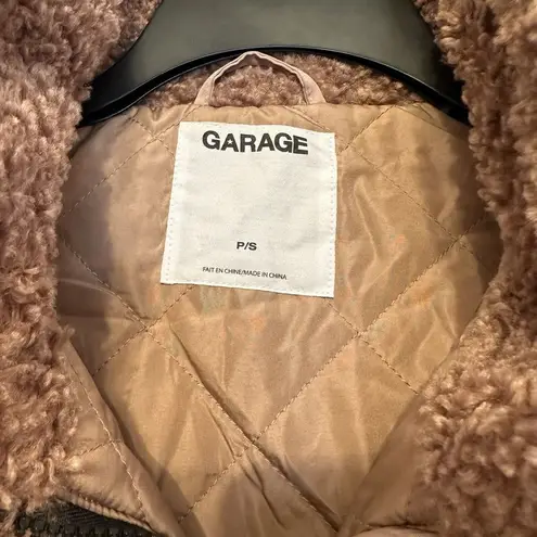 Garage  Jacket Teddy Coat Womens Size Small Taupe Beige Cropped‎ Zip Up Jacket - Image 5