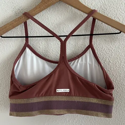 NYLORA Metallic Banded Y Back Sports Bra Medium