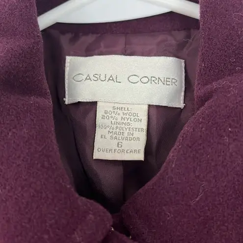 Casual Corner Size 6 Wool Purple Zip Up Jacket with Pockets
