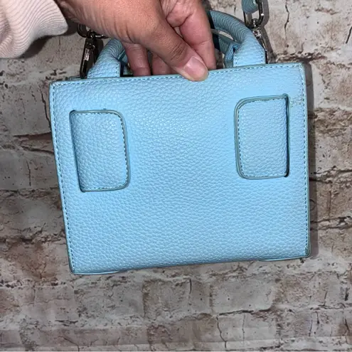 Brandon Blackwood Kuei Mini Zip Leather Tote Crossbody Bag Powder Blue