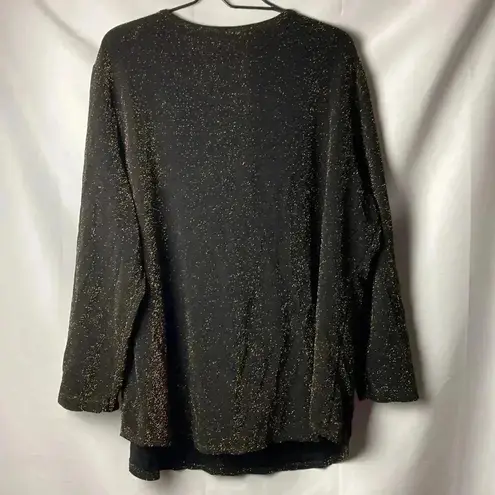 AVENUE WO SIZE 22/24 TUNIC TOP BLACK GOLD METALLIC NYLON SPANDEX BLEND CLEAN