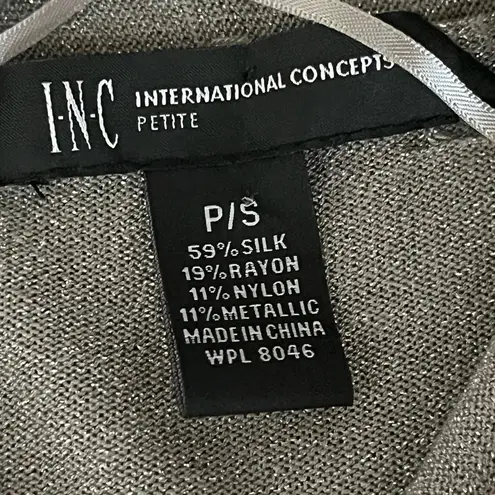 INC International Concepts Women Gray Open Silk Cardigan Sweater Size S modest