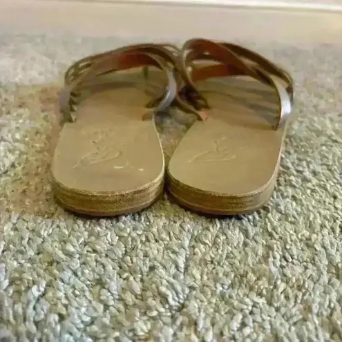 Ancient Greek Sandals Slides Strappy Gold Size 40 Light Gold