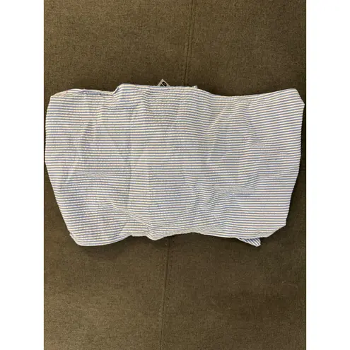 STAUD x Solid & Striped NWT Blue White Baia Seersucker Tube Tie Front Wrap Top M Size M