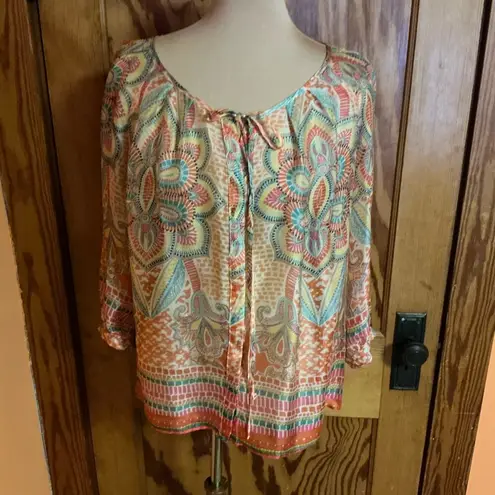 Lavender Brown Boho Colorful Silk Blouse
