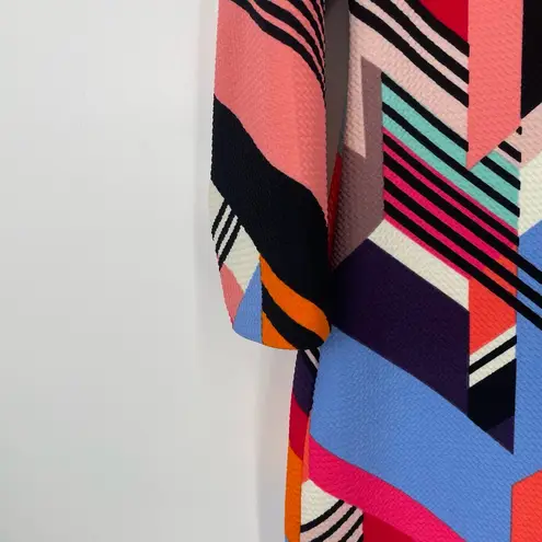 Weslee Rose Women's Multicolor Geometric Pattern 3/4 Sleeves Shift Dress Size L Blue Size L