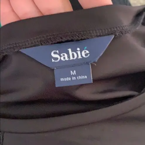 Sabie Lace Embroidered Dolman Top Size Medium Black Oversized Long Sleeve Sabié