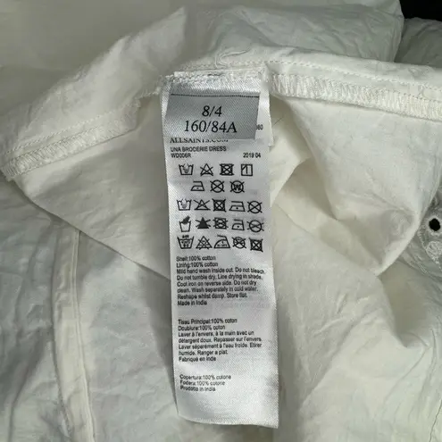 All Saints Una Broderie Chalk White V-Neck Dress Size 4 New