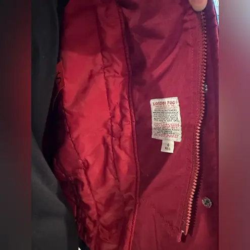 London Fog Weather Wear Of Distinction Red & Blue Zip & Button Up Jacket Sz 6.