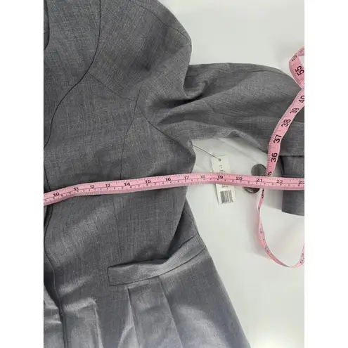 Theory  Women's Gray Wool Blend Button Front Cropped Blazer Jacket Size 8