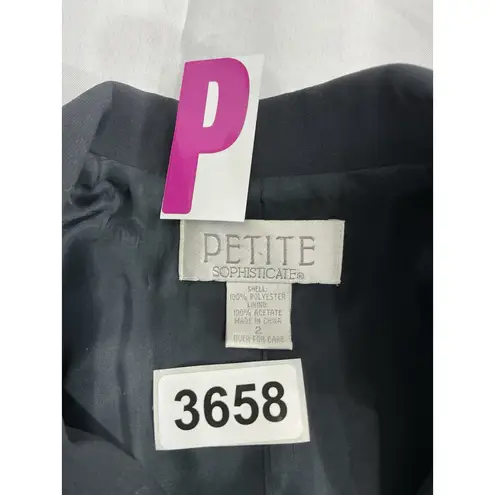 Womans Pettit Sophisticate Size 2P Button Down Cropped Blue Blazer