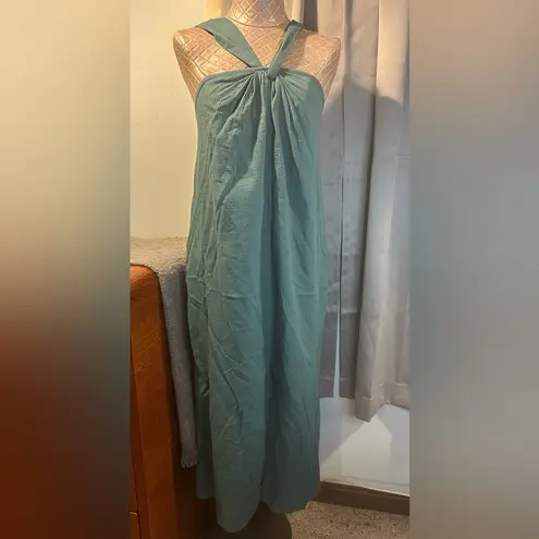 Faherty Bay Twist Seersucker Halter Dress Colonial Blue Nordstrom XXL $198 NWT