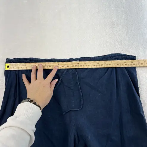 Bryn Walker M Medium Pants Linen Navy Cargo Jogger Lagenlook Baggy Wide Leg Boho