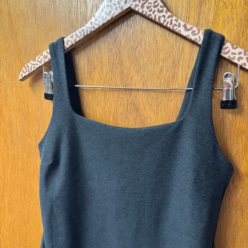 Beyond Yoga Spacedye Icon Midi Dress Side Slit Sleeveless Black Gray Medium