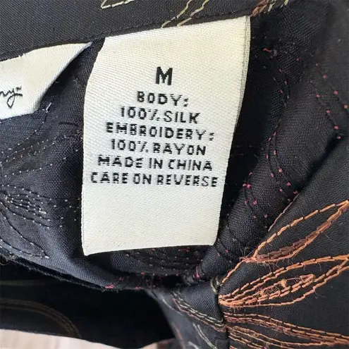 French Laundry Women's M Silk Black Beaded Embroidered Blazer Career Jacket