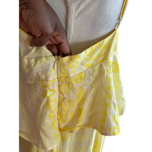 Future Collective Babydoll Yellow Maxi Dress Adjustable Straps & Ruffle Details Size 16